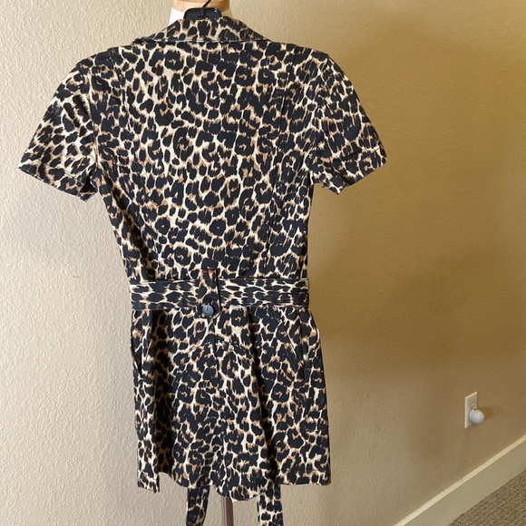 NWT Alice + Olivia Gorgeous Leopard Print Stretch Cotton Romper - Picture 12 of 16